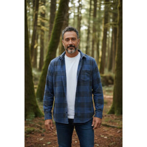 Goodfellow & Co Men's Plaid Flannel Long Sleeve Shirt Blue Black Sz  S